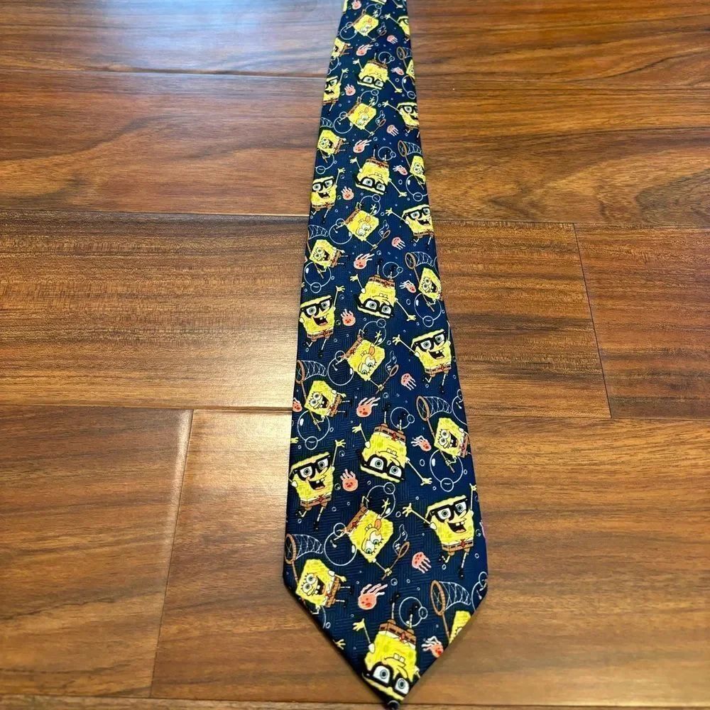SpongeBob SquarePants vintage y2k 2002 navy jellyfish neck tie
